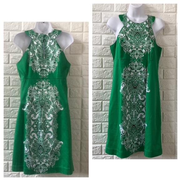 INC Kelly green paisley career dress - Picture 3 of 8